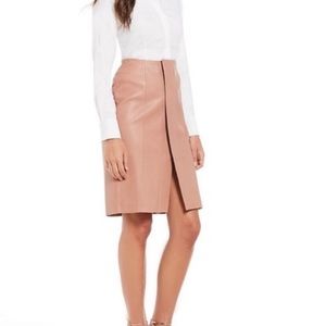 Antonio Melani Asymmetrical Zipper front leather Skirt Pine Green